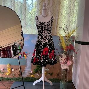 Nine West Black and Red Floral Mini Dress